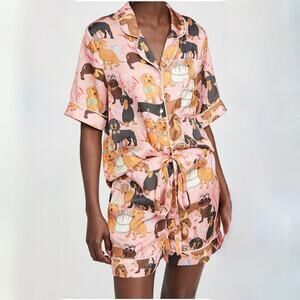 Karen Mabon Hot Dog Birthday Party Shorts Pajama Set - Dachshund - Size XS